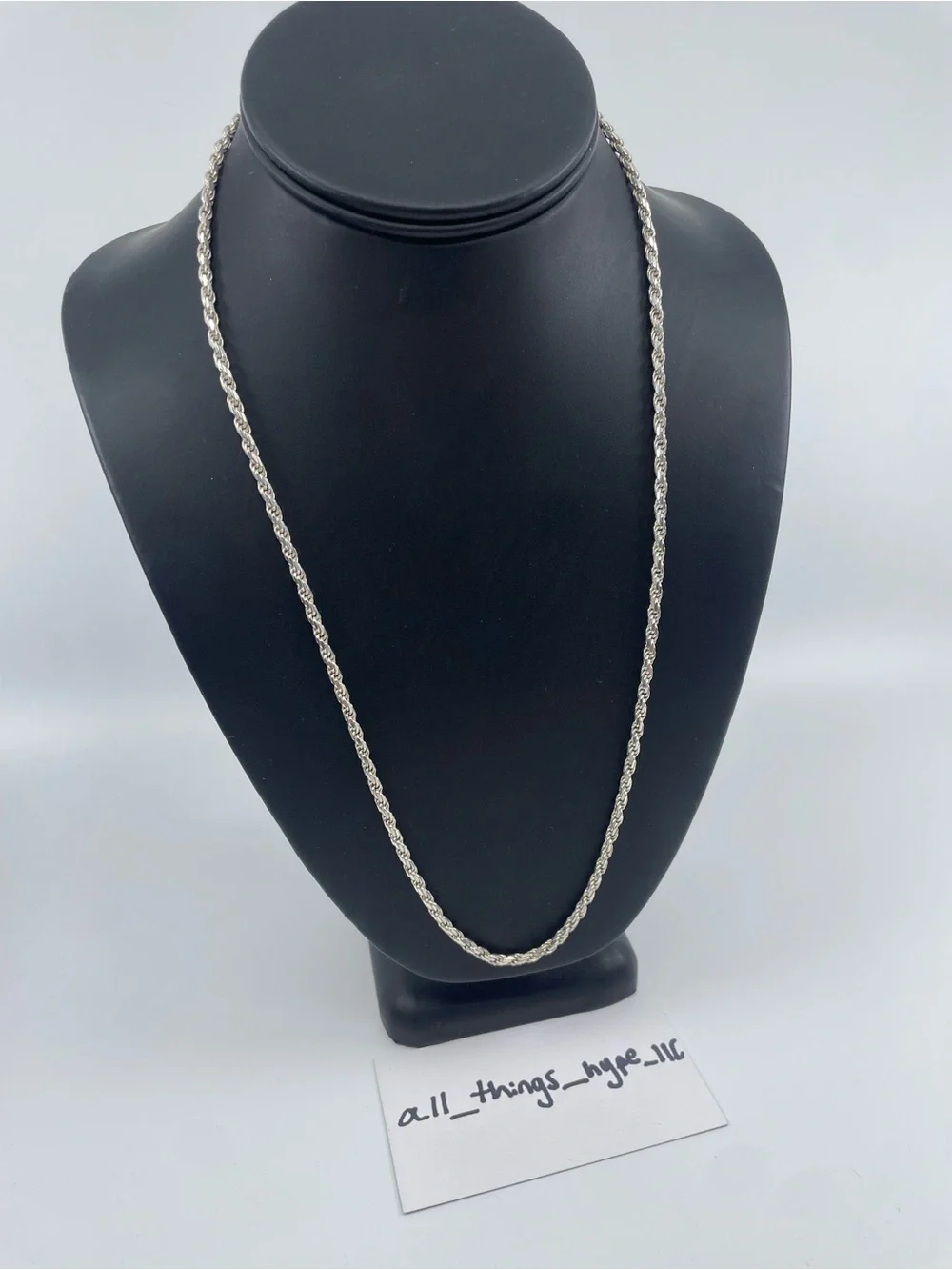 Sterling Silver 3mm Rope Chain Necklace 24” 20.41g .925 Italy Lobster Clasp